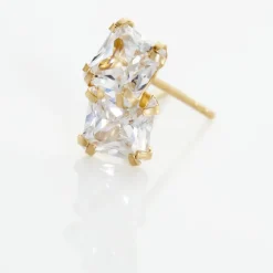 Boucles D'oreilles Puces Or Jaune Doreen Oxydes De Zirconium