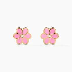 Boucles D'oreilles Puces Or Jaune Talia Email