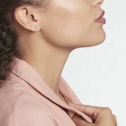 Boucles D'oreilles Puces Or Blanc Oxyde De Zirconium