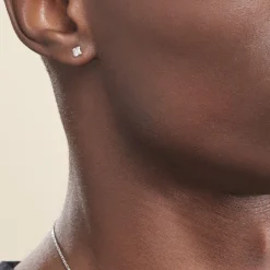 Boucles D'oreilles Puces Or Blanc Oxyde De Zirconium