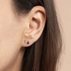 Boucles D'oreilles Puces Or Jaune Syringa Smalto