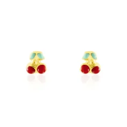 Boucles D'oreilles Puces Or Jaune Helicie Email