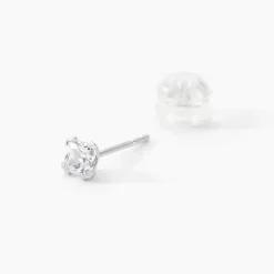 Boucles D'oreilles Puces Or Blanc Oxyde De Zirconium