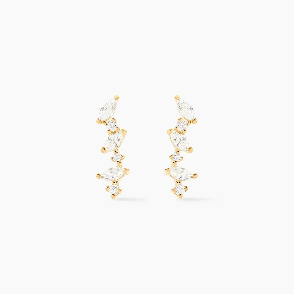 Boucles D'oreilles Puces Or Jaune Fortunella Oxydes De Zirconium