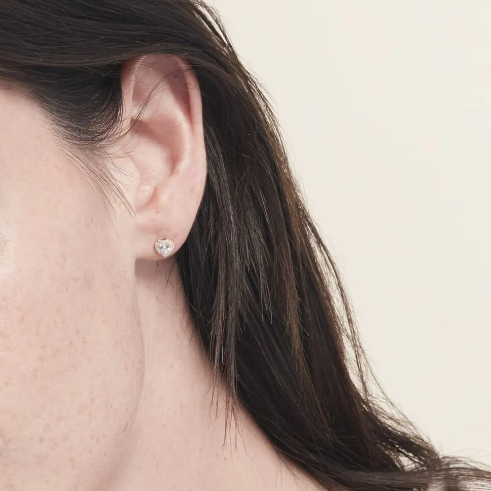 Boucles D'oreilles Puces Or Jaune Festuca Oxydes De Zirconium