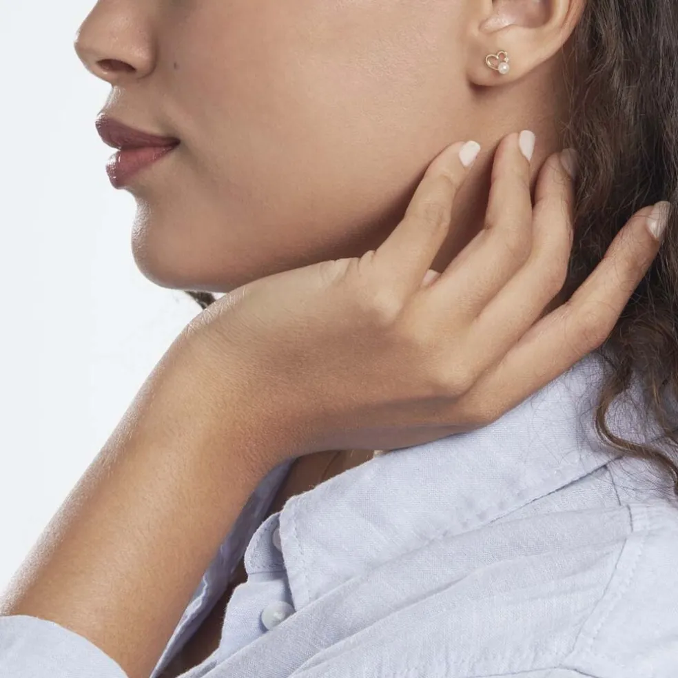 Boucles D'oreilles Puces Or Jaune Fergus Perle De Culture Oxyde