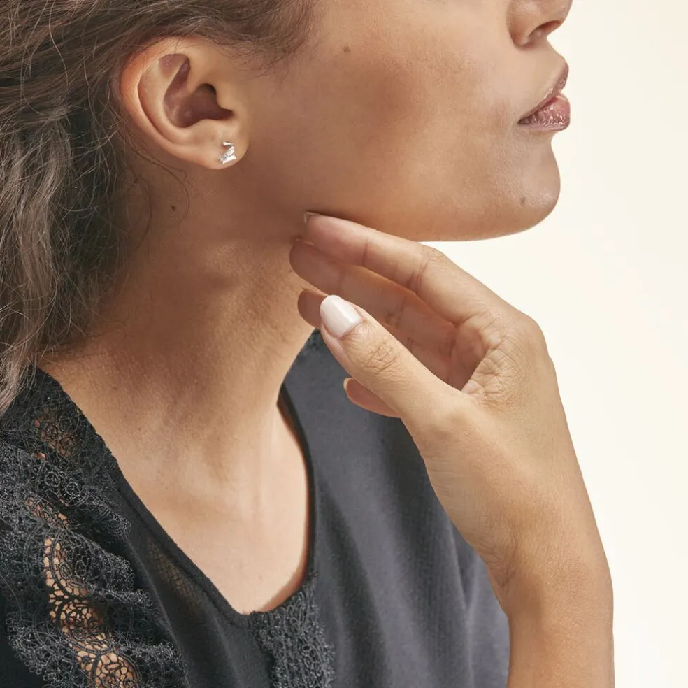 Boucles D'oreilles Puces Ouassima Or Blanc Diamant