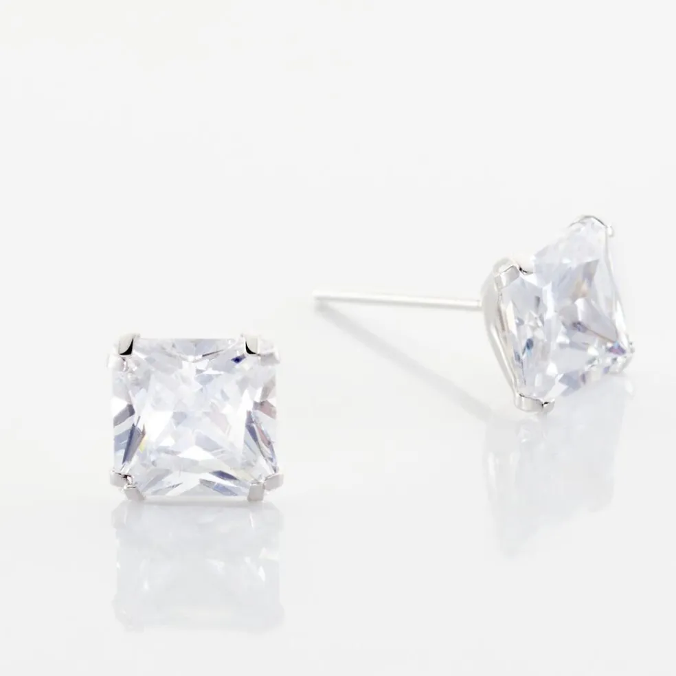 Boucles D'oreilles Puces Or Blanc Doreen Oxydes De Zirconium