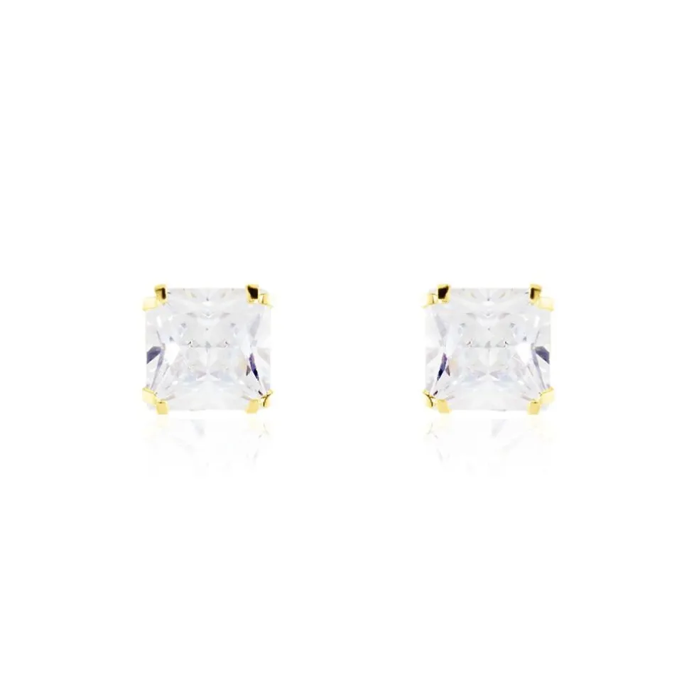Boucles D'oreilles Puces Or Jaune Doreen Oxydes De Zirconium