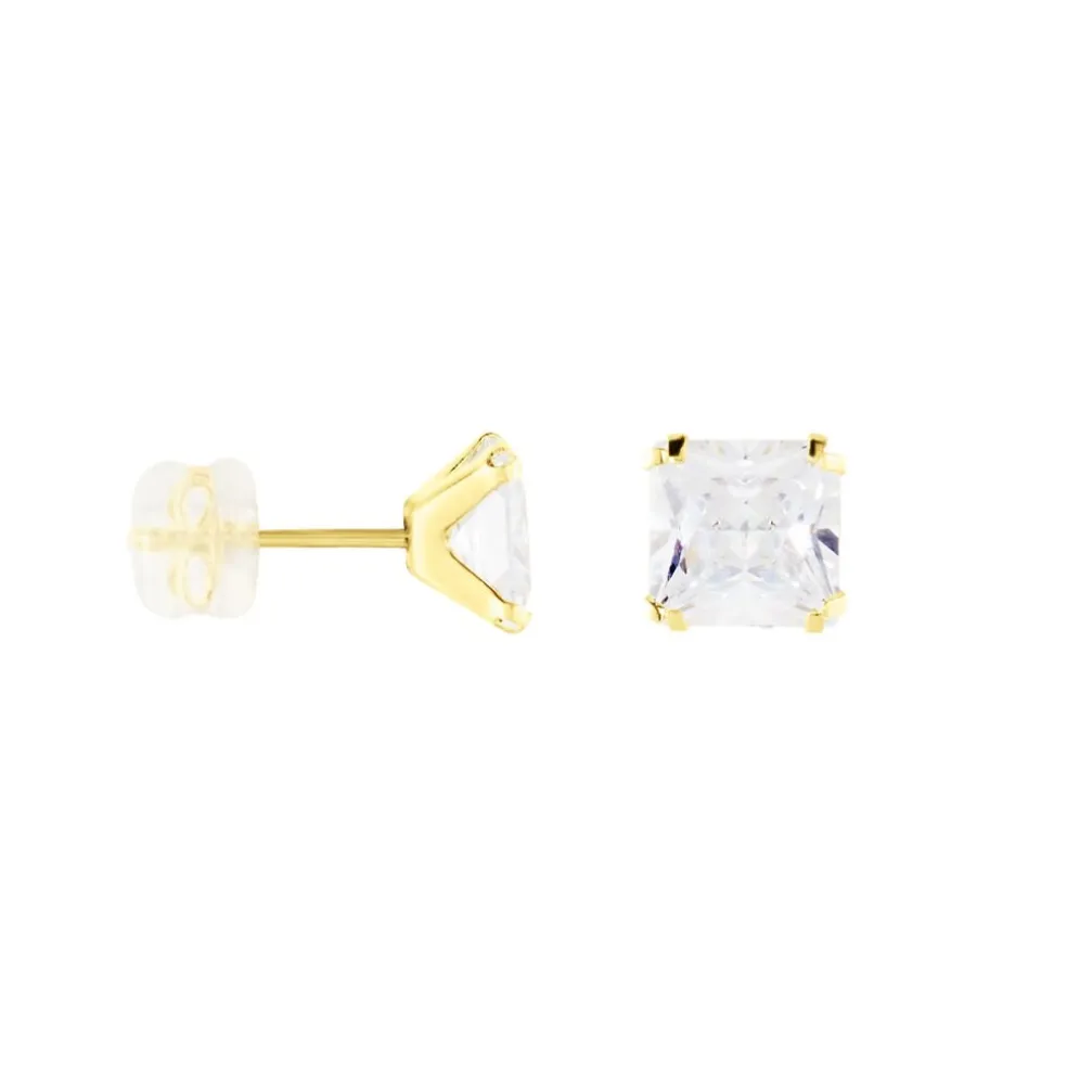 Boucles D'oreilles Puces Or Jaune Doreen Oxydes De Zirconium
