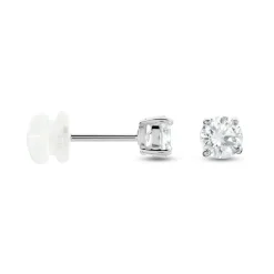 Boucles D'oreilles Puces Or Blanc Katherina Oxyde De Zirconium