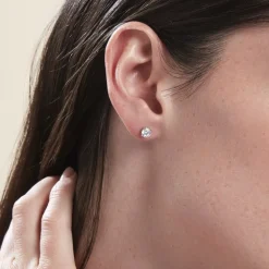 Boucles D'oreilles Puces Or Blanc Katherina Oxyde De Zirconium