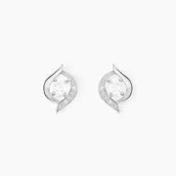 Boucles D'oreilles Puces Or Blanc Lydia Oxydes De Zirconium