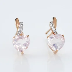 Boucles D'oreilles Puces Or Rose Clothilde Quartz