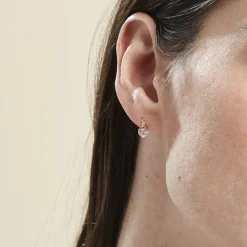 Boucles D'oreilles Puces Or Rose Clothilde Quartz