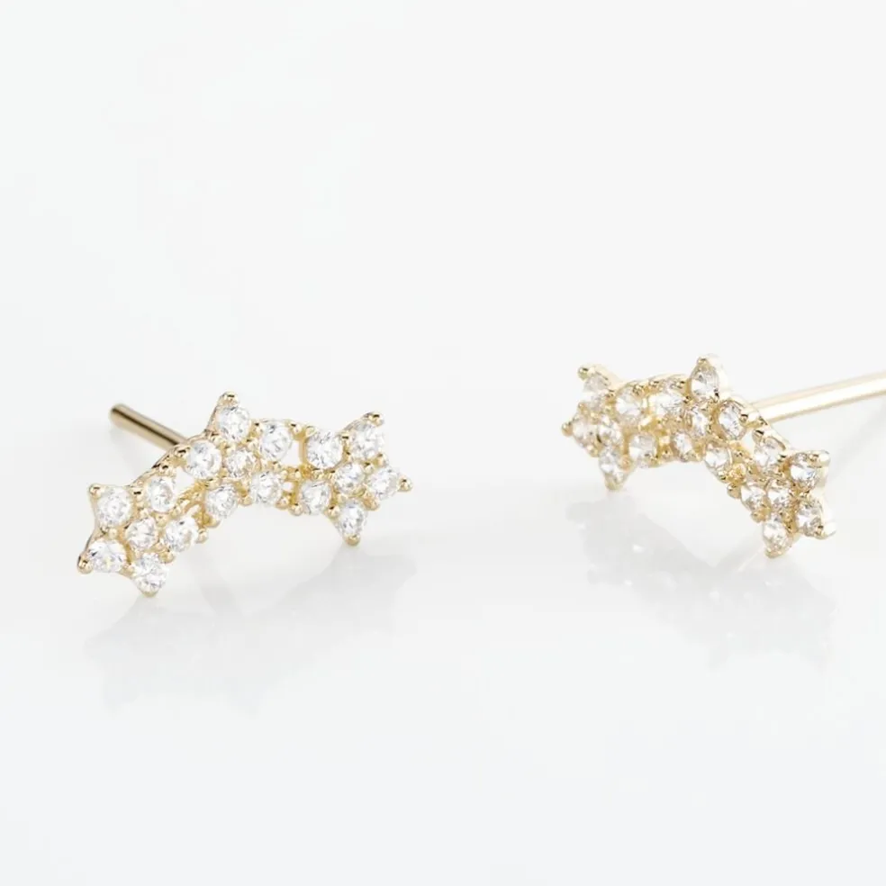Boucles D'oreilles Puces Or Jaune Youssa Oxydes De Zirconium