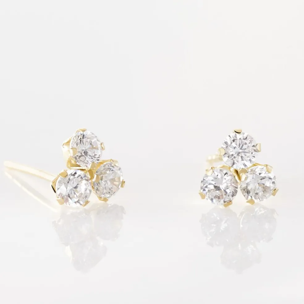 Boucles D'oreilles Puces Or Jaune Oxydes De Zirconium