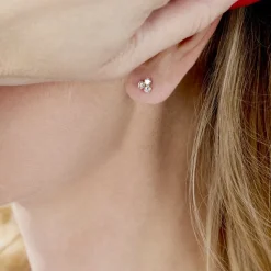 Boucles D'oreilles Puces Or Jaune Oxydes De Zirconium