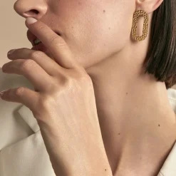 Boucles D'oreilles Puces Oren Acier Doré