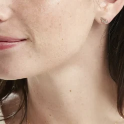 Boucles D'oreilles Puces Or Jaune Albizia Oxydes De Zirconium