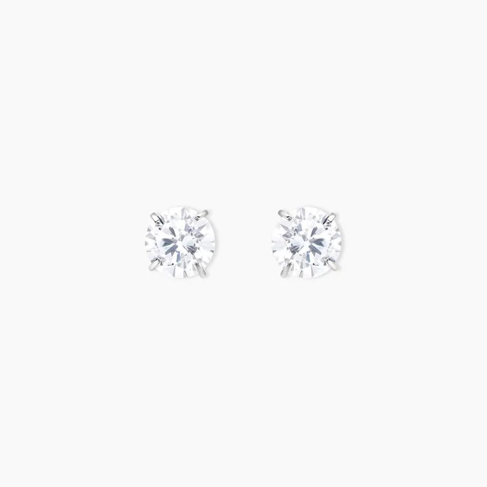 Boucles D'oreilles Puces Or Blanc Katherina Oxyde De Zirconium
