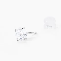 Boucles D'oreilles Puces Or Blanc Katherina Oxyde De Zirconium