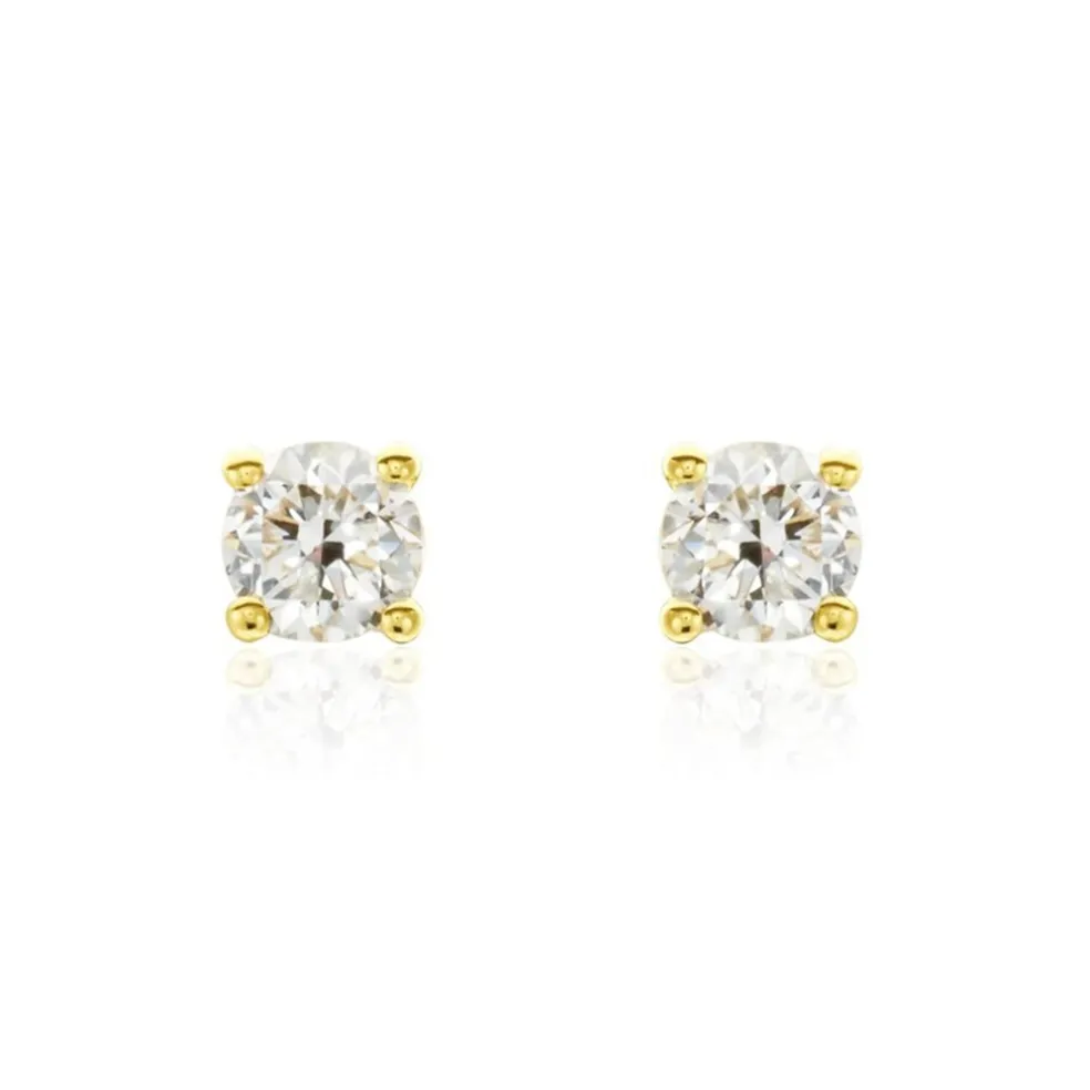 Boucles D'oreilles Puces Or Jaune Victoria Diamants
