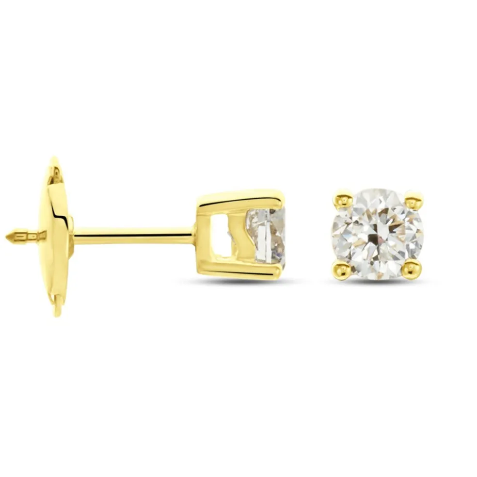 Boucles D'oreilles Puces Or Jaune Victoria Diamants