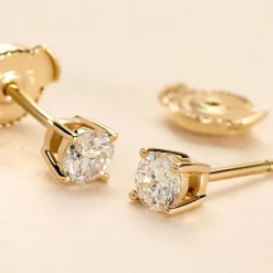 Boucles D'oreilles Puces Or Jaune Aphrodite Diamants