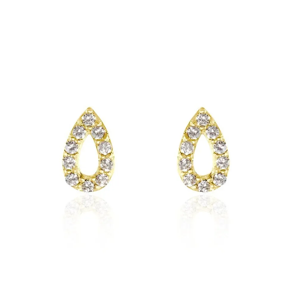Boucles D'oreilles Puces Or Jaune Oxydes De Zirconium