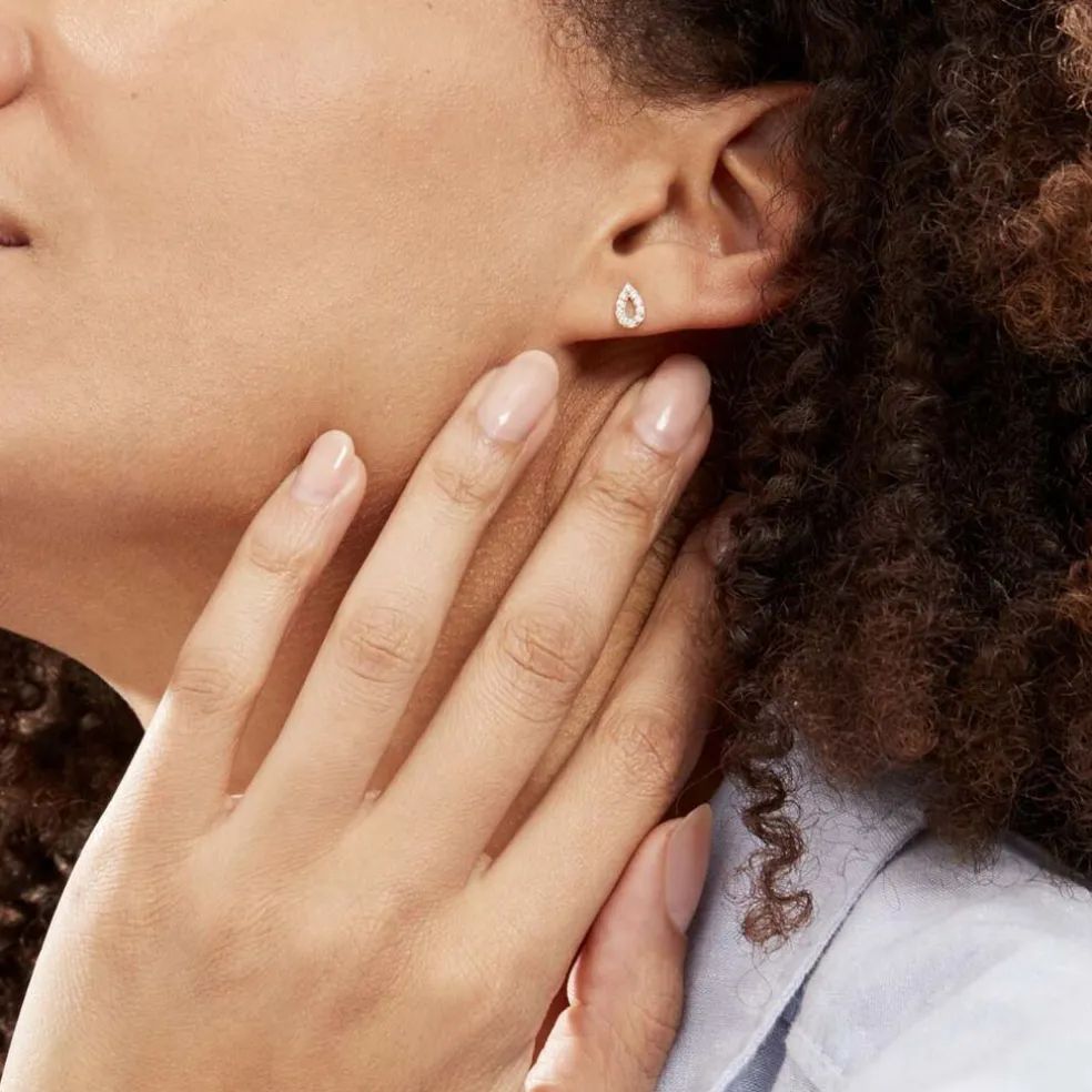 Boucles D'oreilles Puces Or Jaune Oxydes De Zirconium