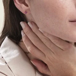 Boucles D'oreilles Puces Or Jaune Isador Rubis