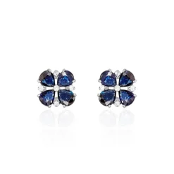 Boucles D'oreilles Puces Or Laura Blanc Saphir Et Diamant