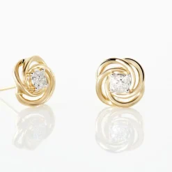 Boucles D'oreilles Puces Or Jaune Urlanie Diamants