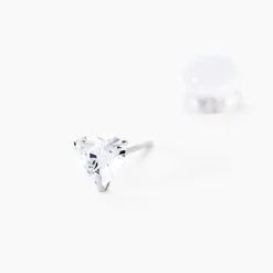 Boucles D'oreilles Puces Or Blanc Katherine Oxyde De Zirconium