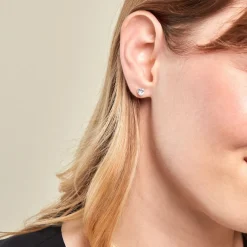 Boucles D'oreilles Puces Or Blanc Katherine Oxyde De Zirconium