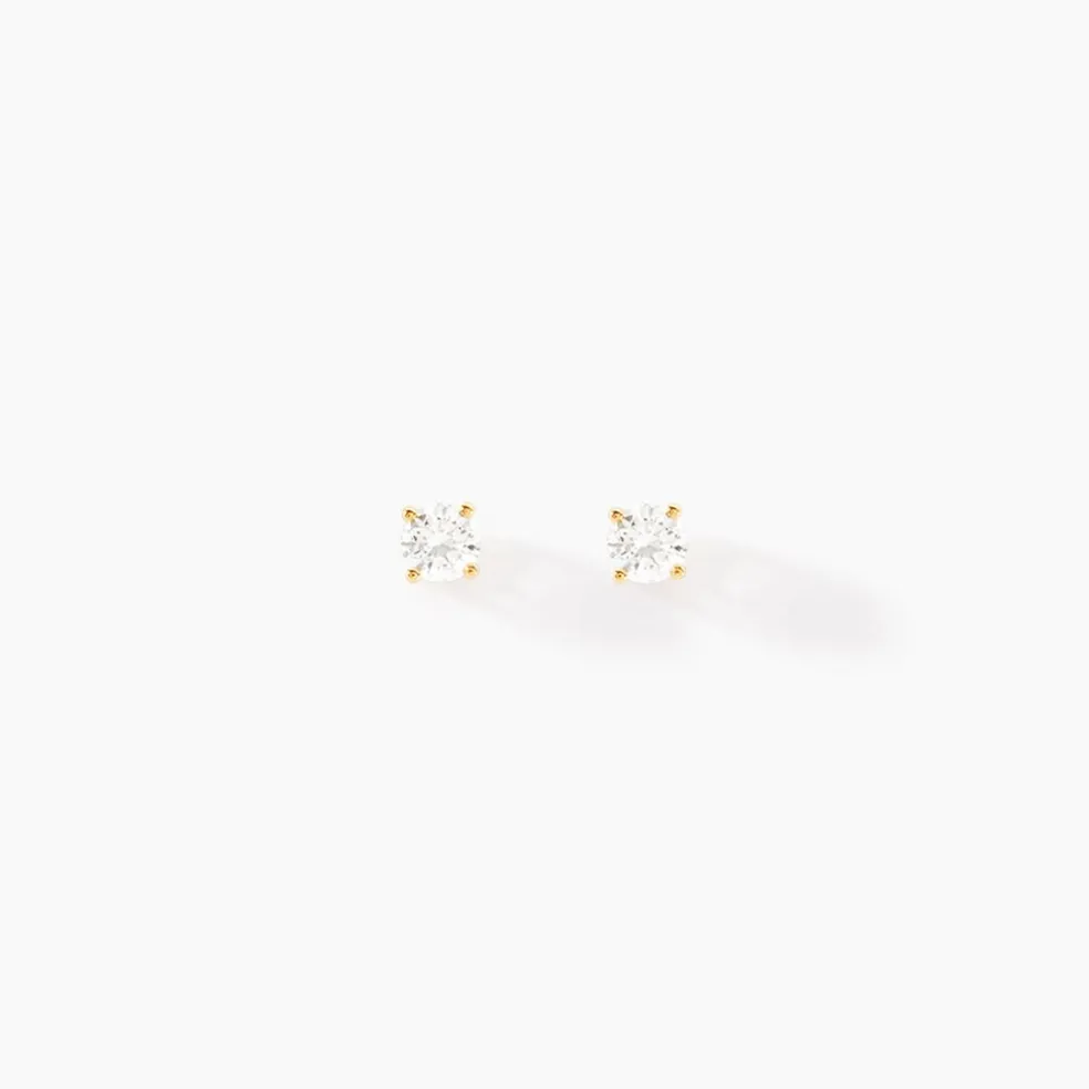 Boucles D'oreilles Puces Or Jaune Aphrodite Diamants