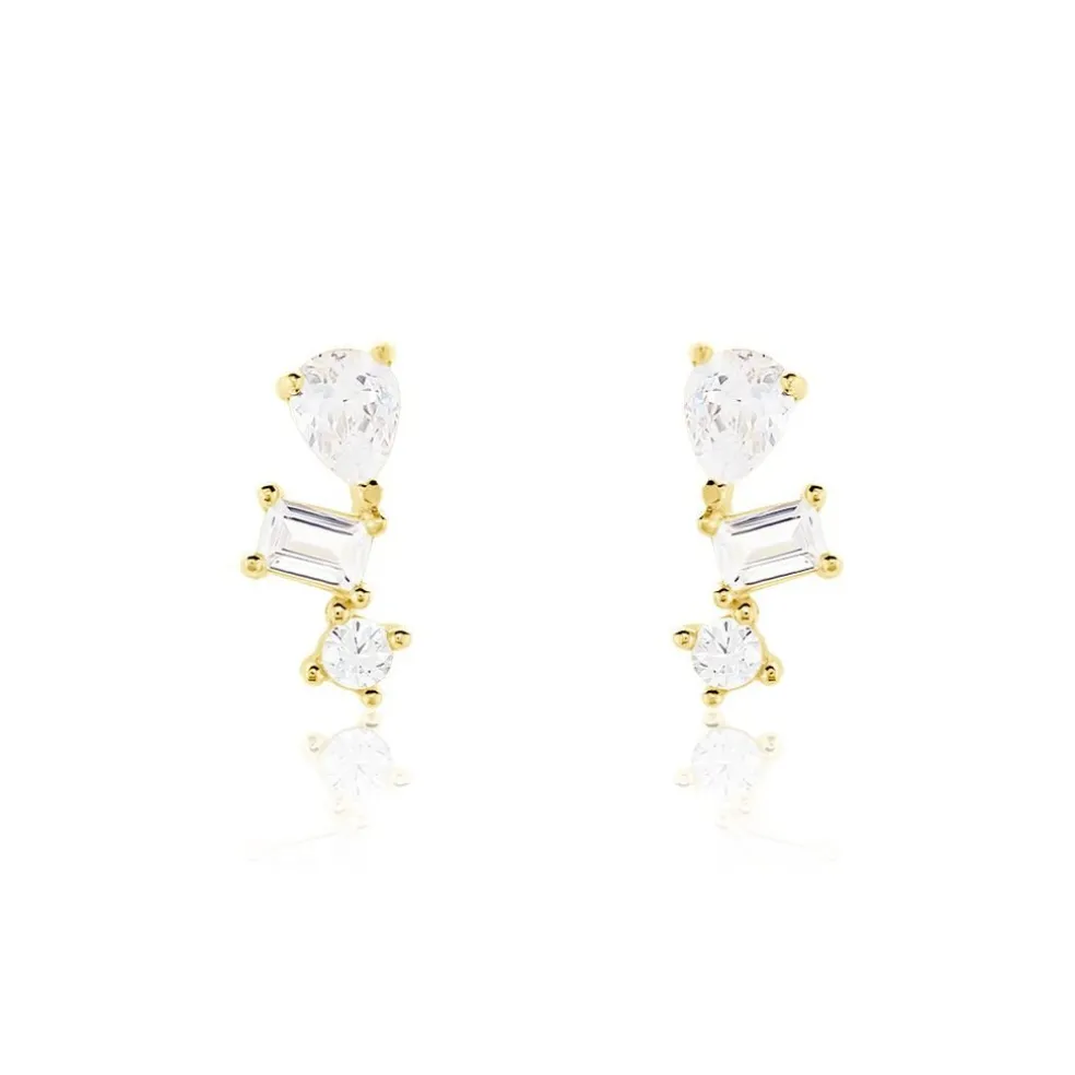 Boucles D'oreilles Puces Osip Or Jaune Oxyde De Zirconium