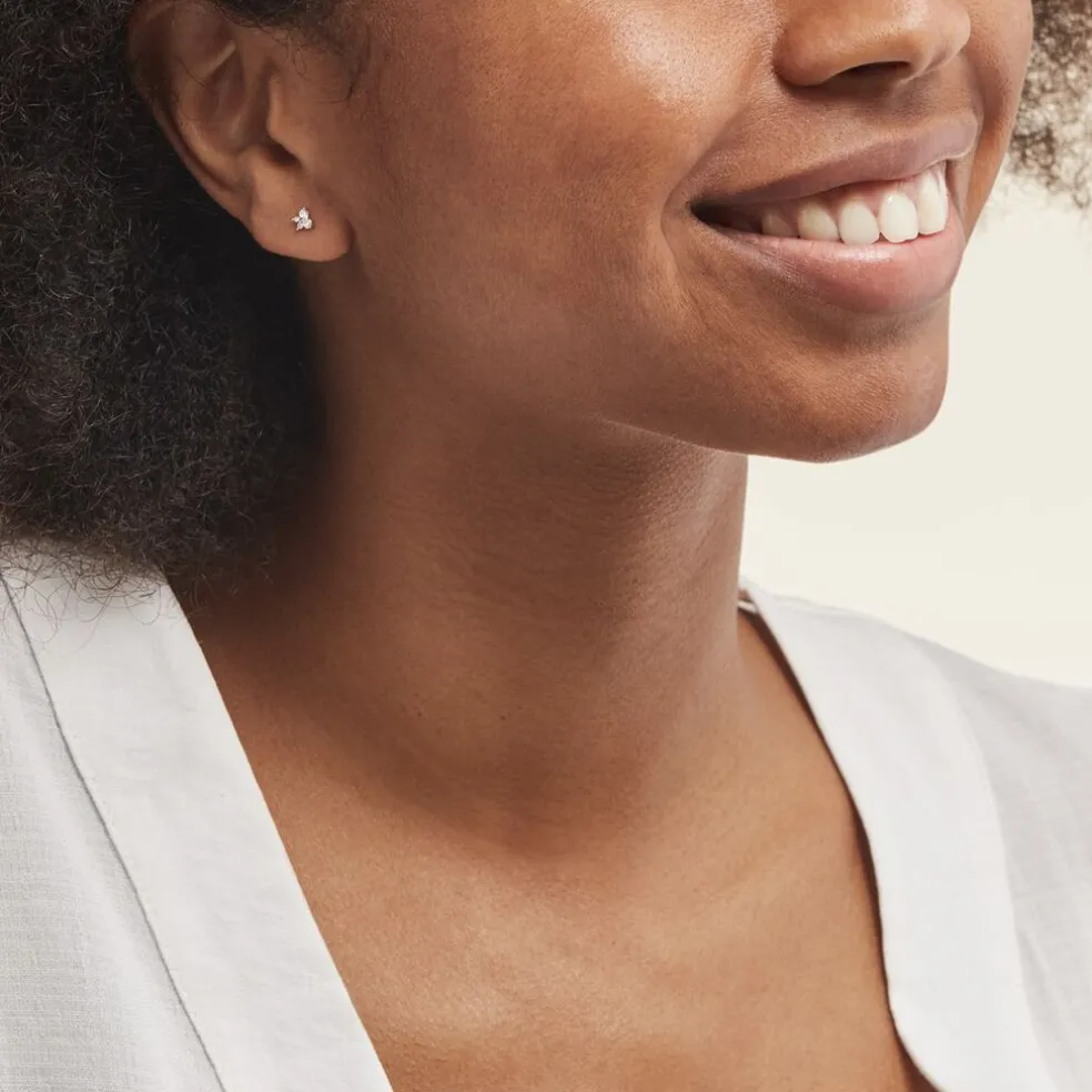 Boucles D'oreilles Puces Or Rose Oxydes De Zirconium