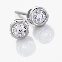 Boucles D'oreilles Puces Or Blanc Agota Diamants