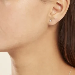 Boucles D'oreilles Puces Or Blanc Agota Diamants