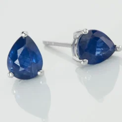 Boucles D'oreilles Puces Or Blanc Isador Saphir