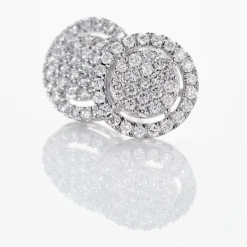 Boucles D'oreilles Puces Or Blanc Nawra Diamants Synthétiques