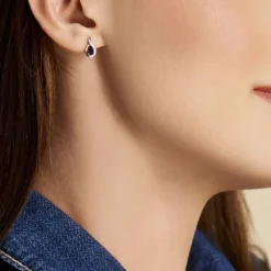 Boucles D'oreilles Puces Or Jaune Angelika Saphir