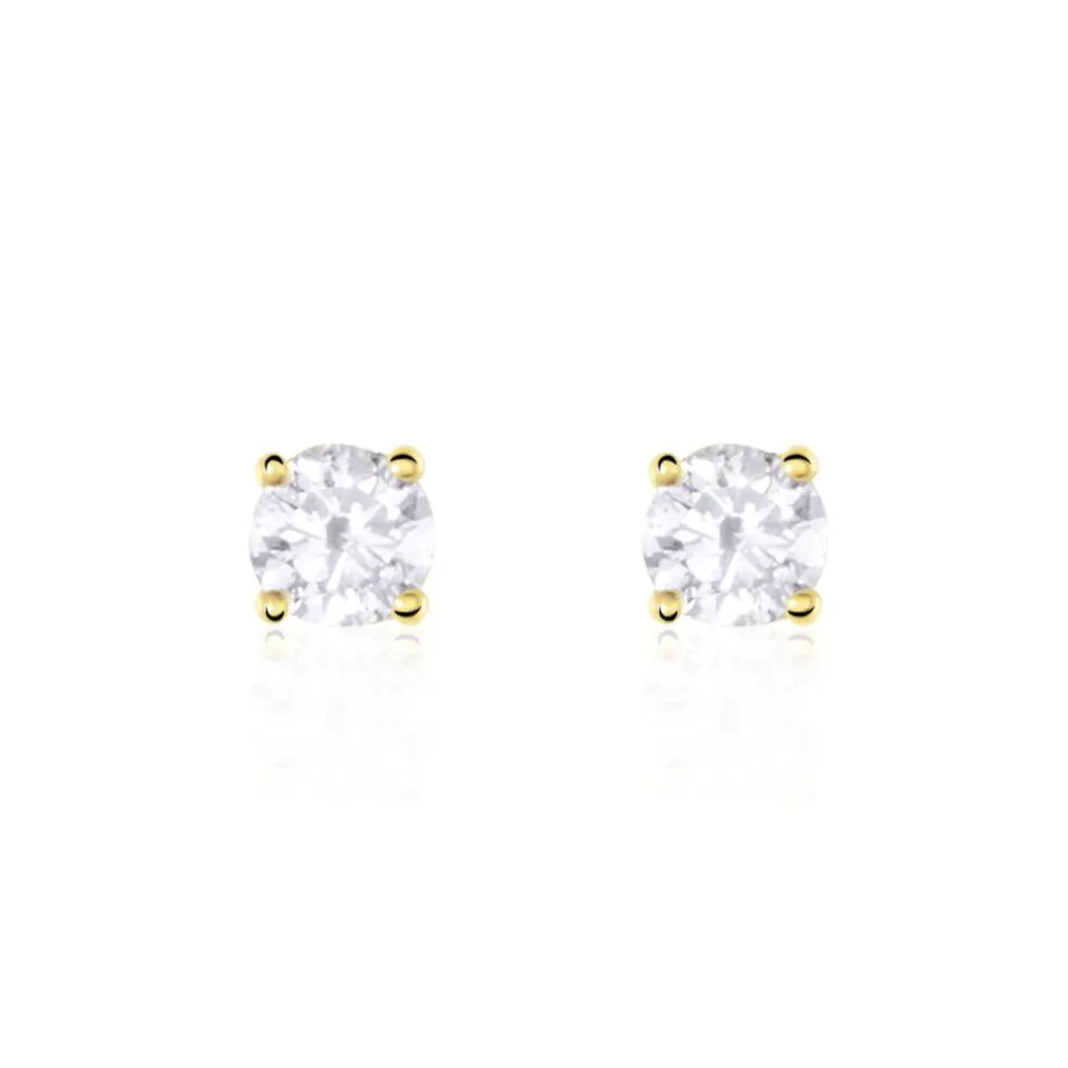 Boucles D'oreilles Puces Or Jaune Victoria Diamants