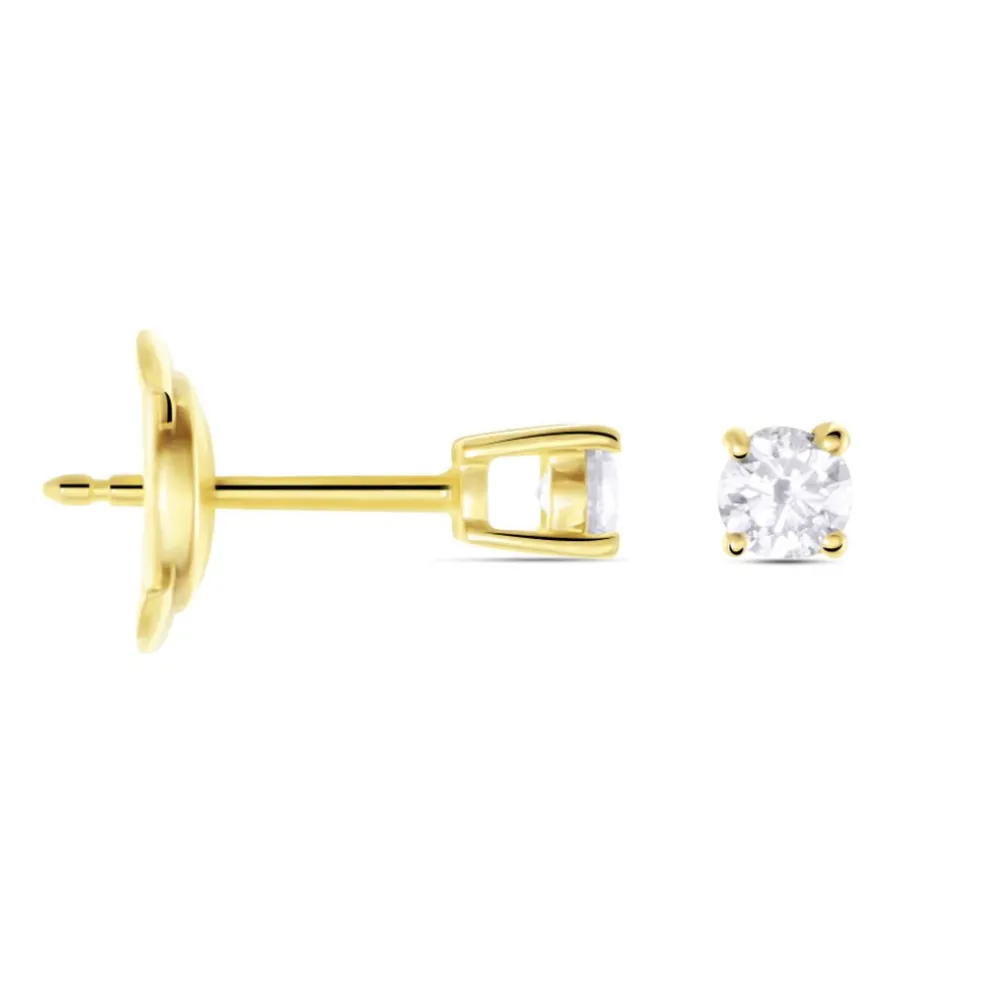 Boucles D'oreilles Puces Or Jaune Victoria Diamants