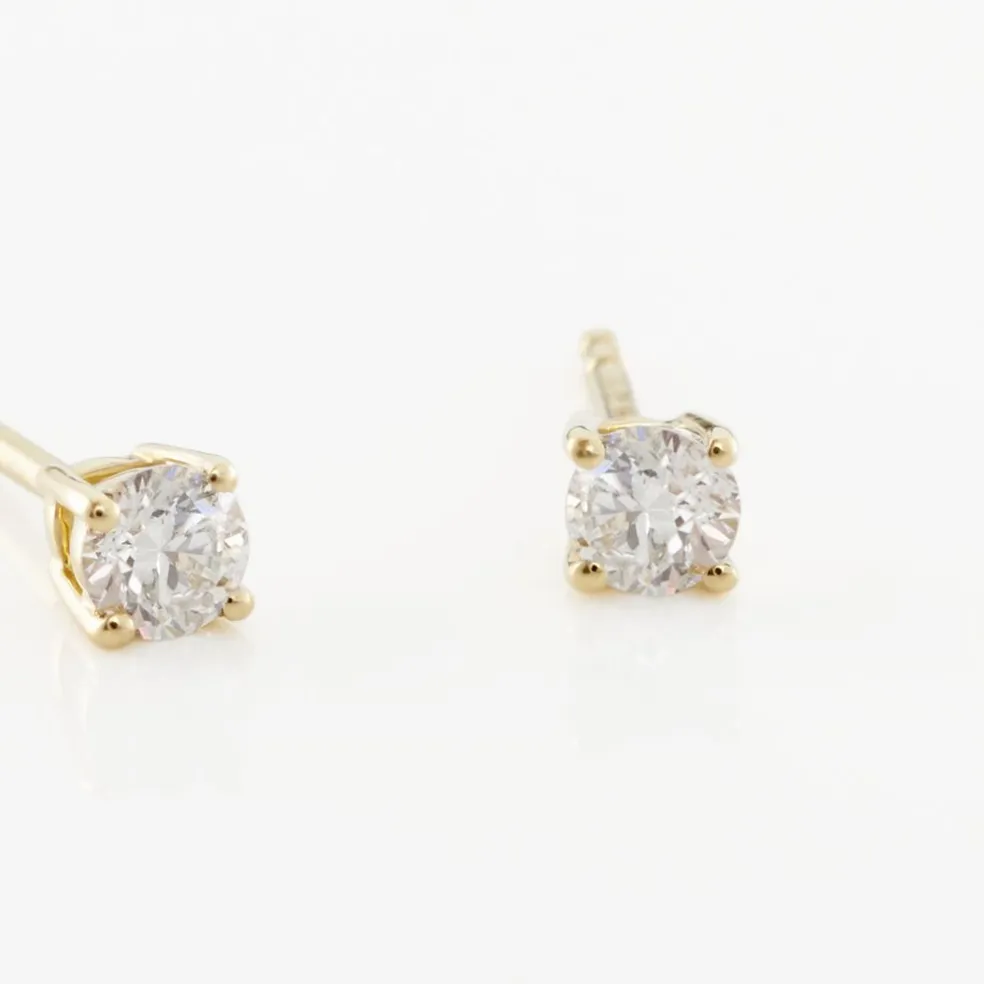 Boucles D'oreilles Puces Or Jaune Victoria Diamants