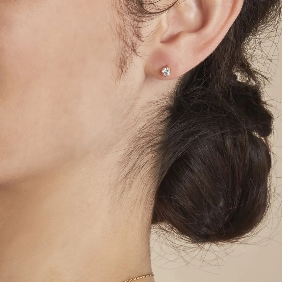 Boucles D'oreilles Puces Or Jaune Victoria Diamants