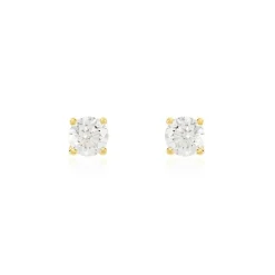 Boucles D'oreilles Puces Or Jaune Aphrodite Diamants