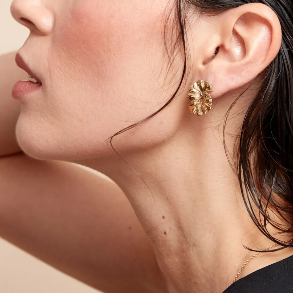 Boucles D'oreilles Puces Organic Plaqué Or Jaune